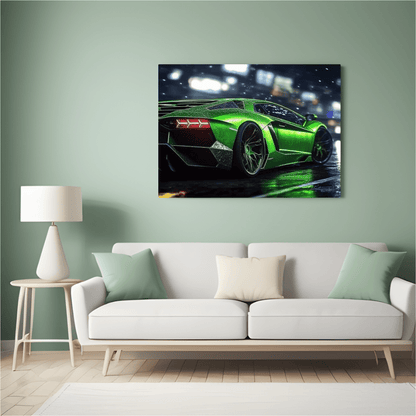 Neon Night Lamborghini Aventador - Car Wall Art - Aestheticanvas