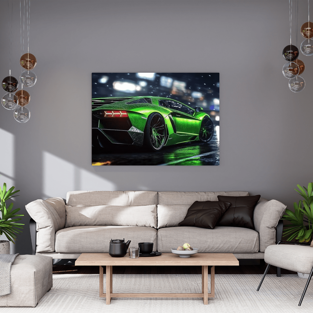 Neon Night Lamborghini Aventador - Car Wall Art - Aestheticanvas