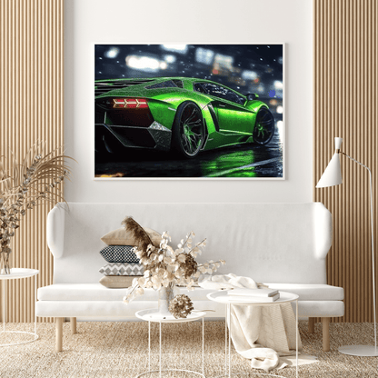 Neon Night Lamborghini Aventador - Car Wall Art - Aestheticanvas