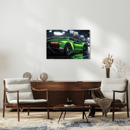 Neon Night Lamborghini Aventador - Car Wall Art - Aestheticanvas