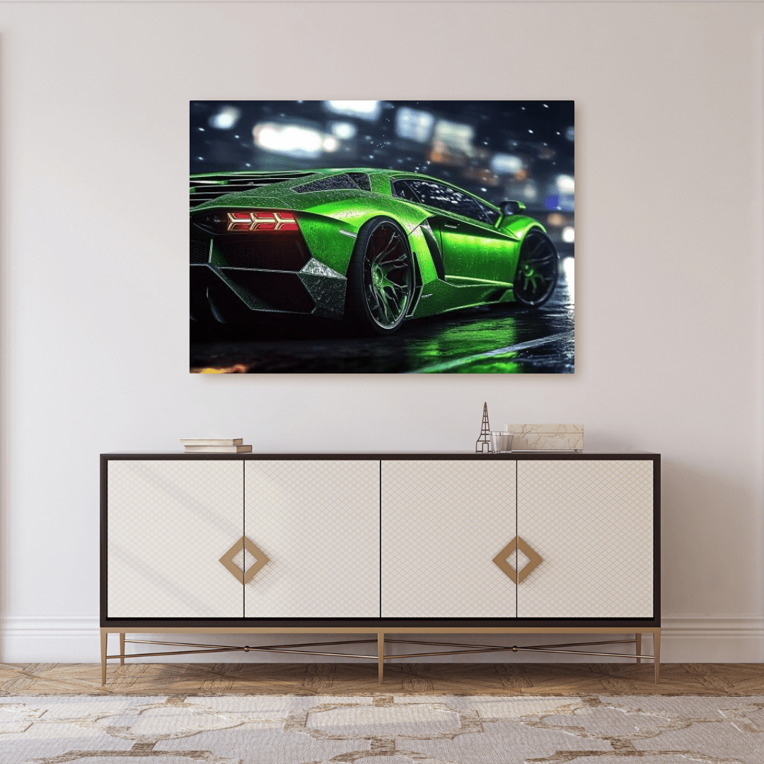 Neon Night Lamborghini Aventador - Car Wall Art - Aestheticanvas