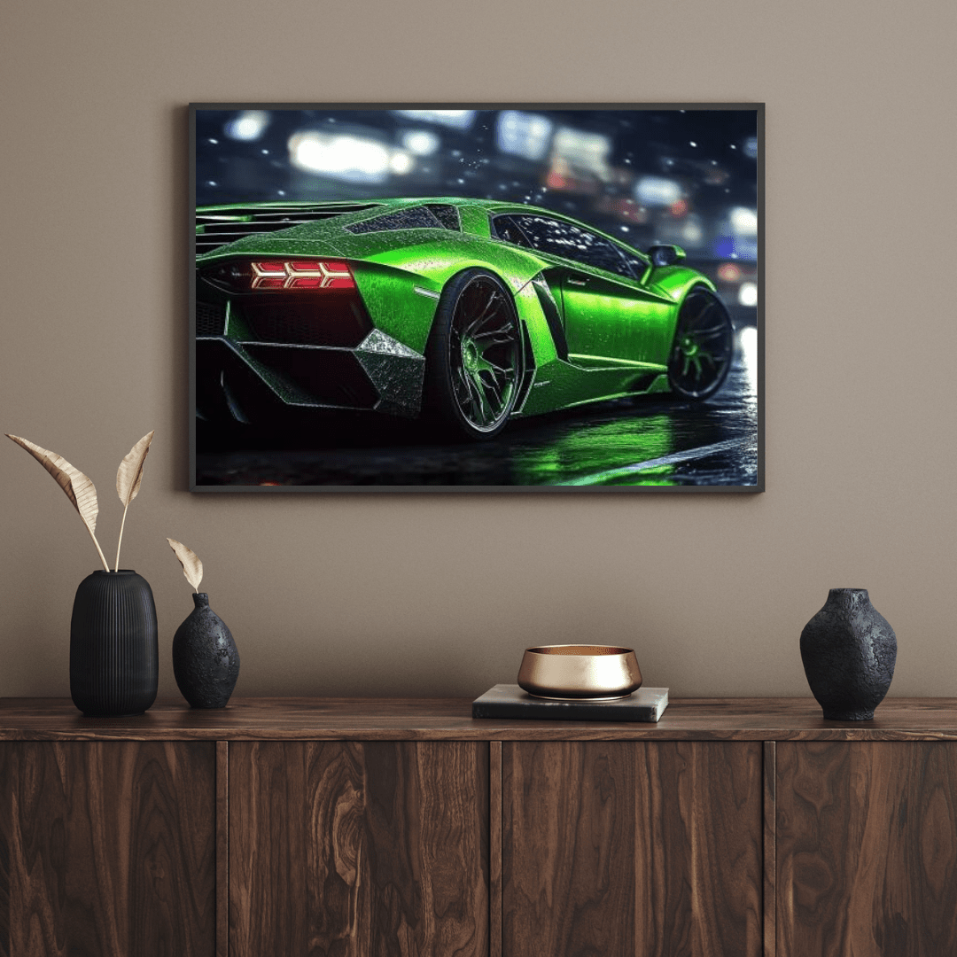 Neon Night Lamborghini Aventador - Car Wall Art - Aestheticanvas