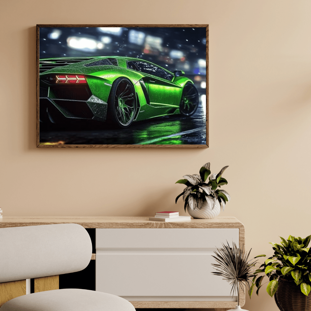 Neon Night Lamborghini Aventador - Car Wall Art - Aestheticanvas