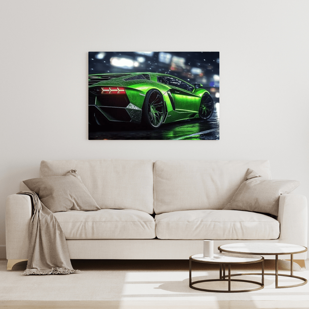 Neon Night Lamborghini Aventador - Car Wall Art - Aestheticanvas