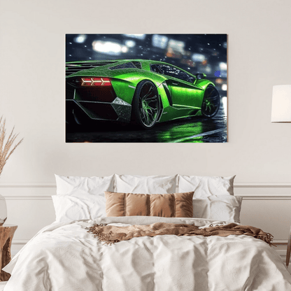 Neon Night Lamborghini Aventador - Car Wall Art - Aestheticanvas