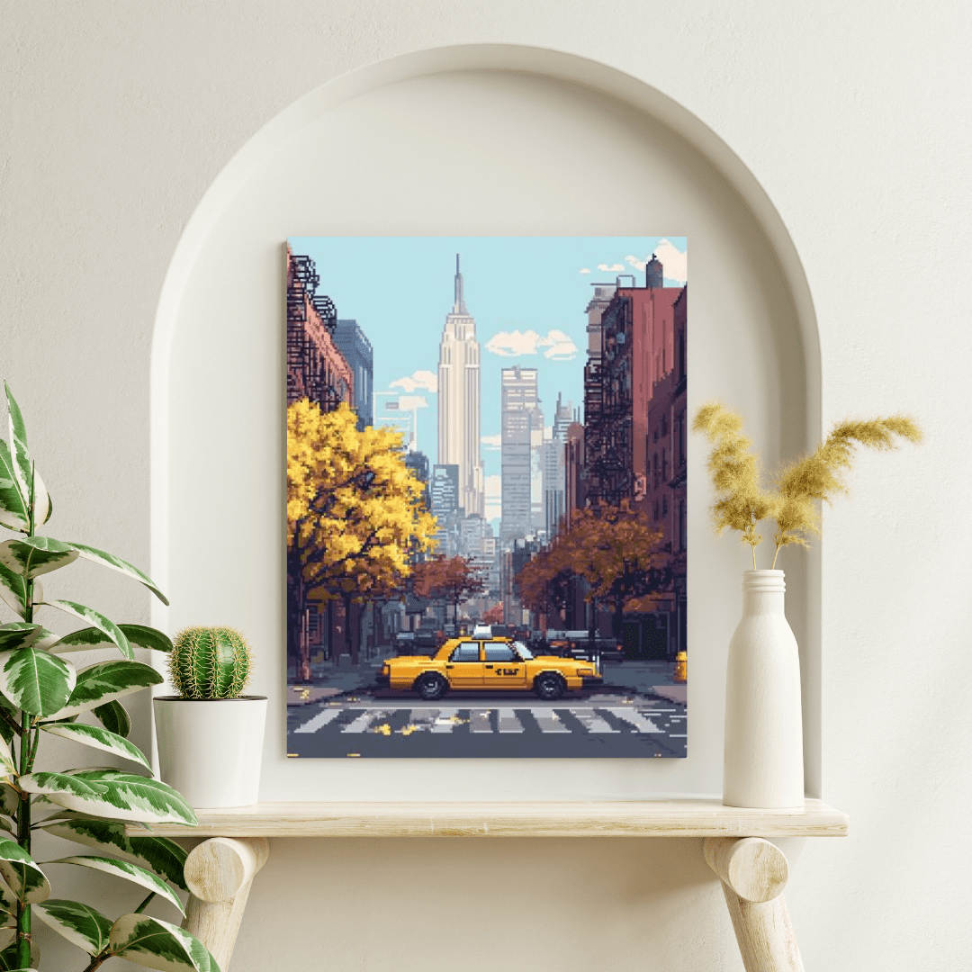 New York City Street - Pixel Art Wall Art - Aestheticanvas