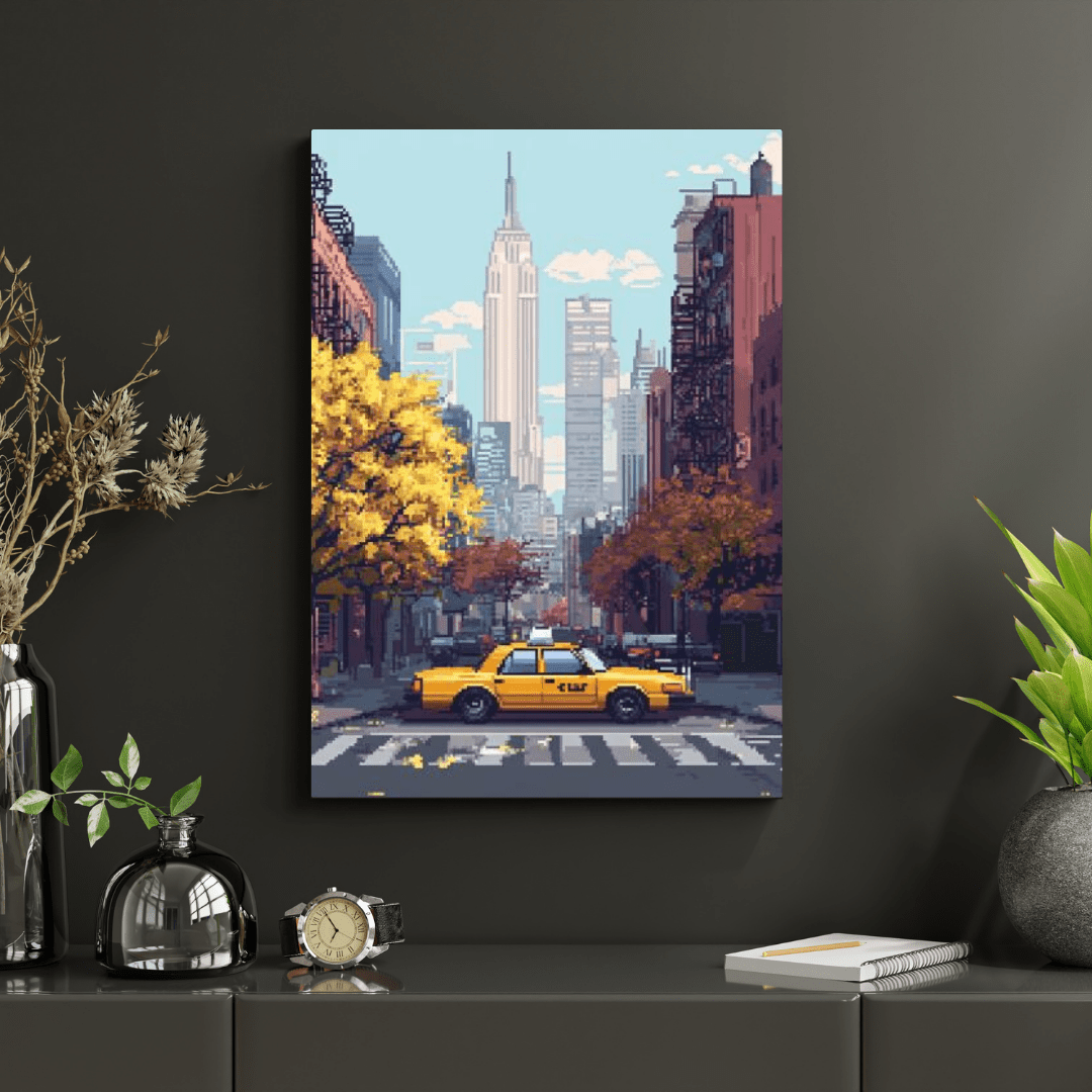 New York City Street - Pixel Art Wall Art - Aestheticanvas