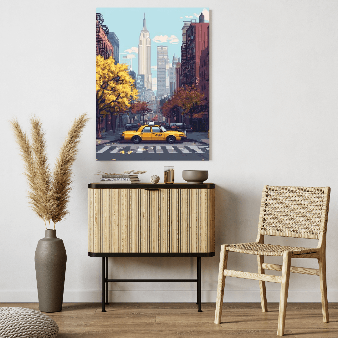 New York City Street - Pixel Art Wall Art - Aestheticanvas