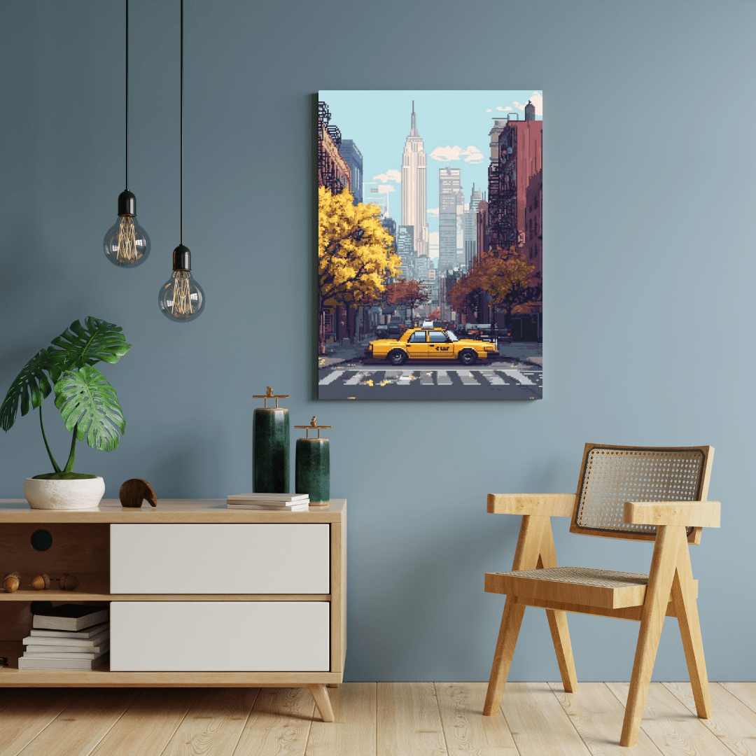 New York City Street - Pixel Art Wall Art - Aestheticanvas