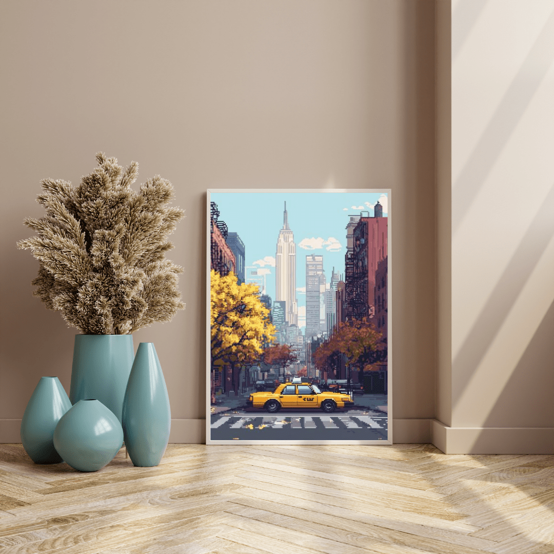 New York City Street - Pixel Art Wall Art - Aestheticanvas