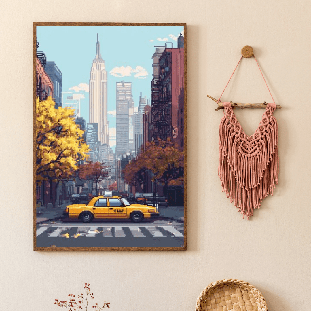 New York City Street - Pixel Art Wall Art - Aestheticanvas