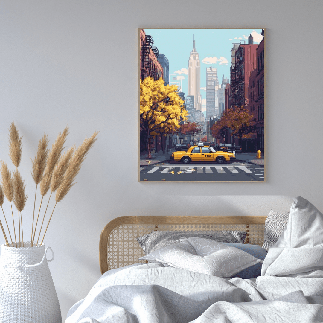 New York City Street - Pixel Art Wall Art - Aestheticanvas