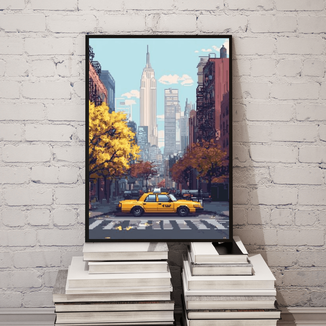 New York City Street - Pixel Art Wall Art - Aestheticanvas