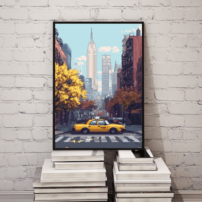 New York City Street - Pixel Art Wall Art - Aestheticanvas