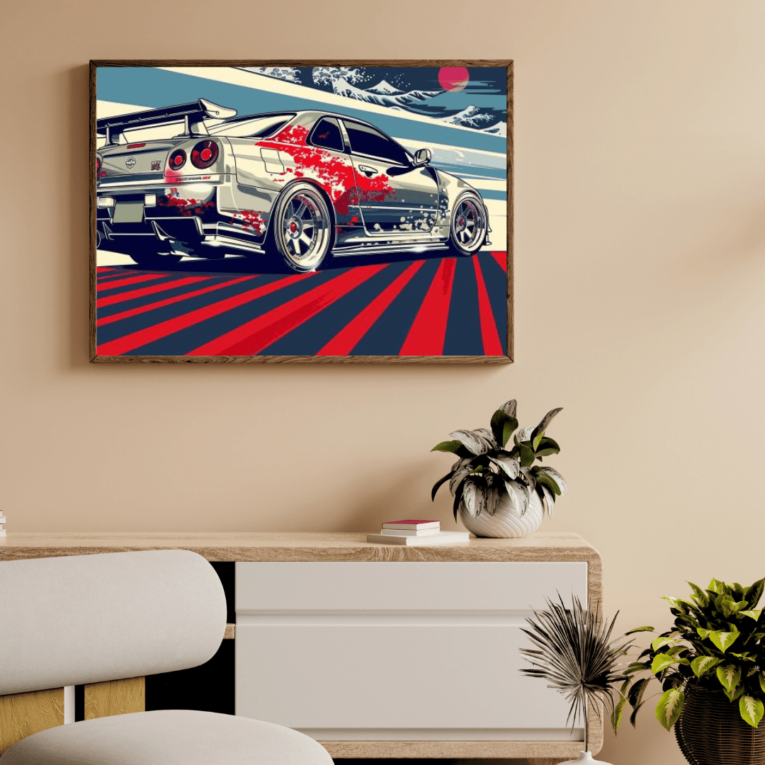 Nissan GT - R Blossom Speed - Car Wall Art - Aestheticanvas