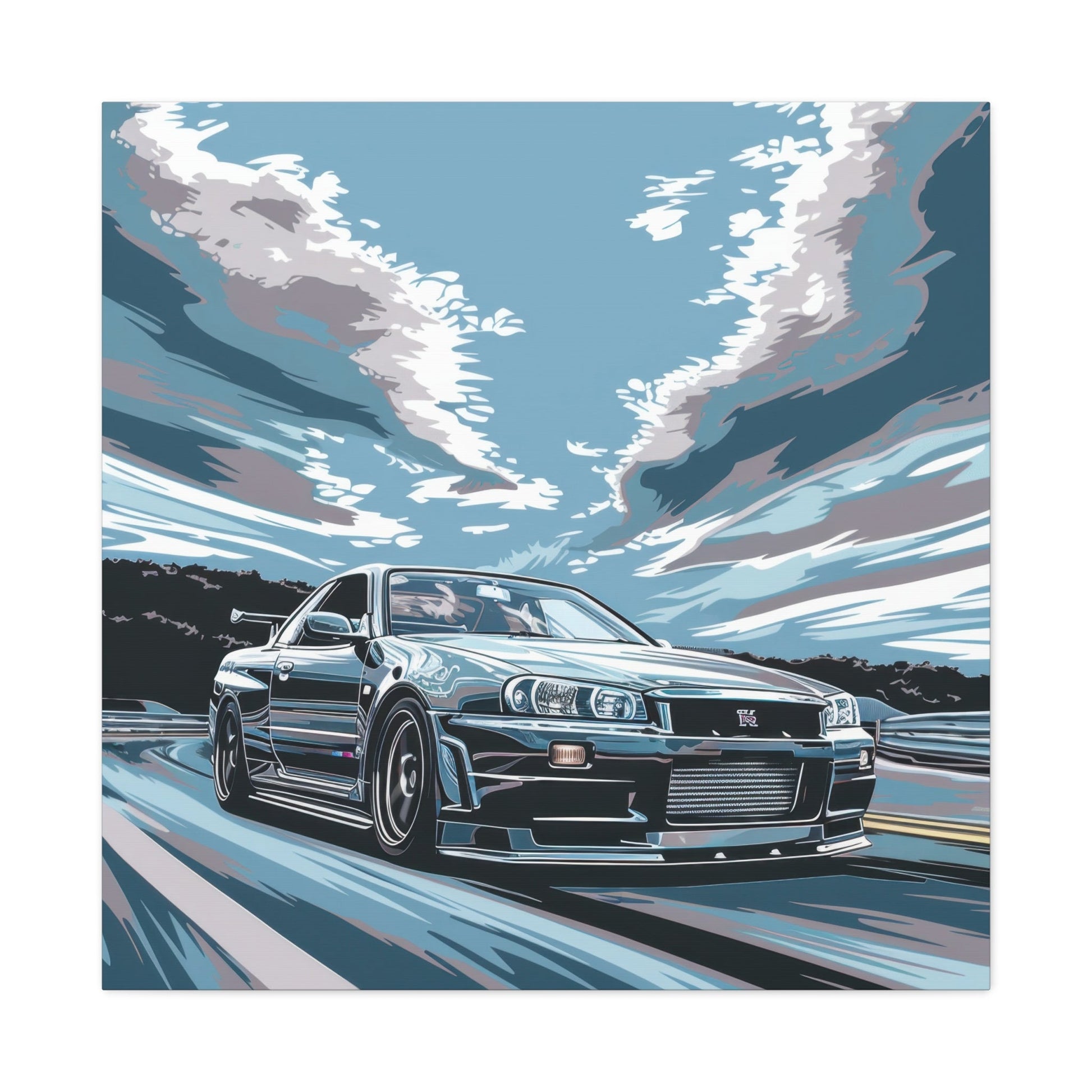 Nissan Skyline GT - R at Full Throttle - Car Wall Art - Aestheticanvas