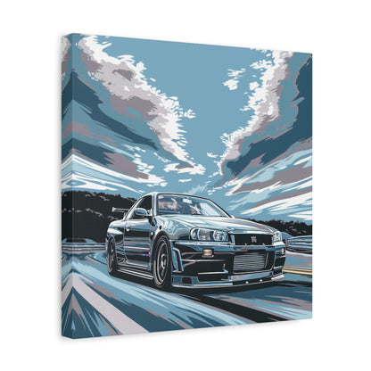 Nissan Skyline GT - R at Full Throttle - Car Wall Art - Aestheticanvas