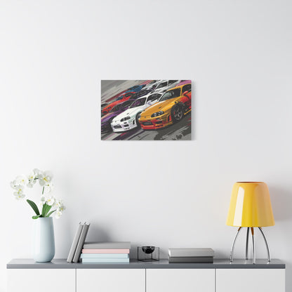 Nissan Skylines Race Scene - Car Wall Art - Aestheticanvas