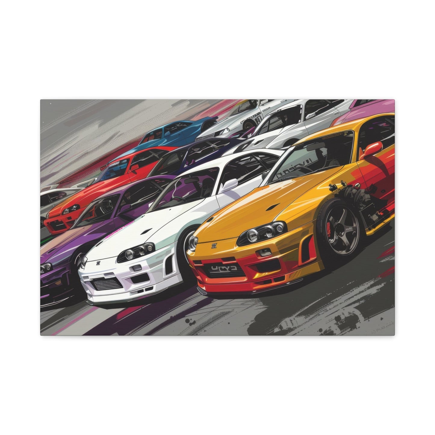 Nissan Skylines Race Scene - Car Wall Art - Aestheticanvas