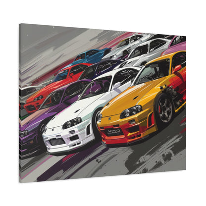 Nissan Skylines Race Scene - Car Wall Art - Aestheticanvas