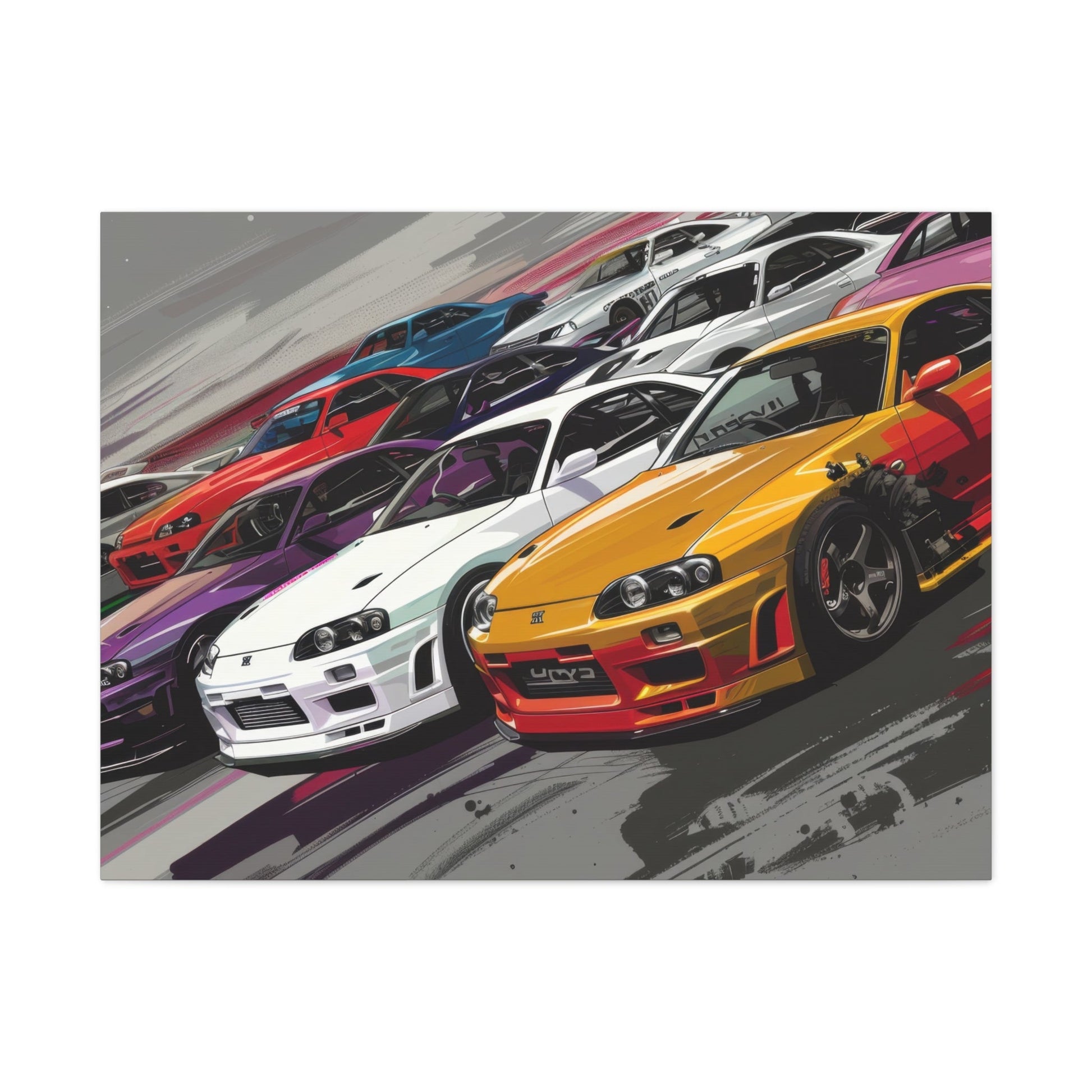 Nissan Skylines Race Scene - Car Wall Art - Aestheticanvas