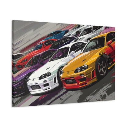 Nissan Skylines Race Scene - Car Wall Art - Aestheticanvas