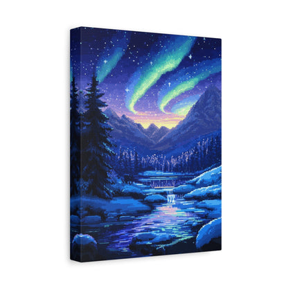 Northern Lights Wonderland - Pixel Art Wall Art - Aestheticanvas