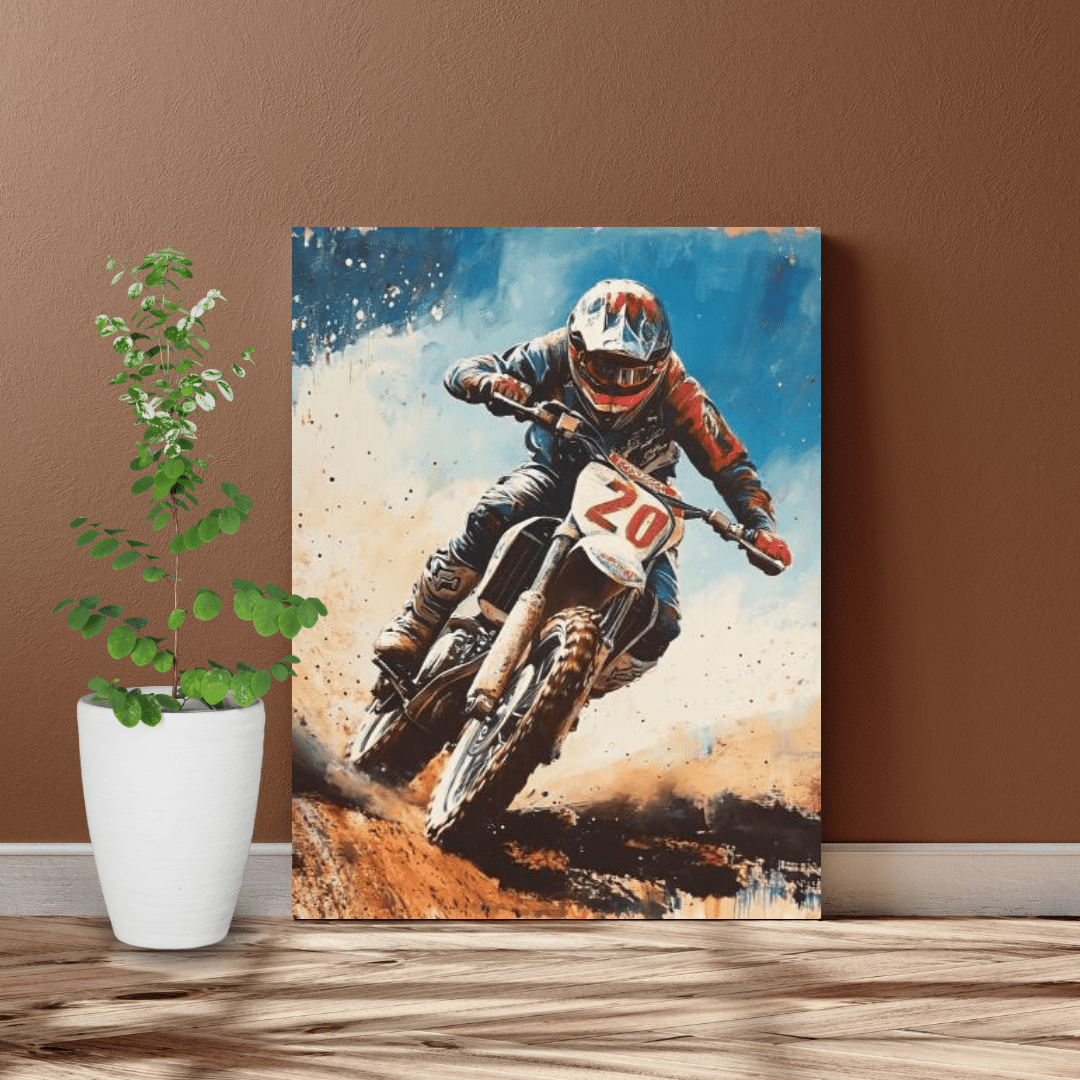 Off - Road Action Ride - Motorcycle Wall Art - Aestheticanvas