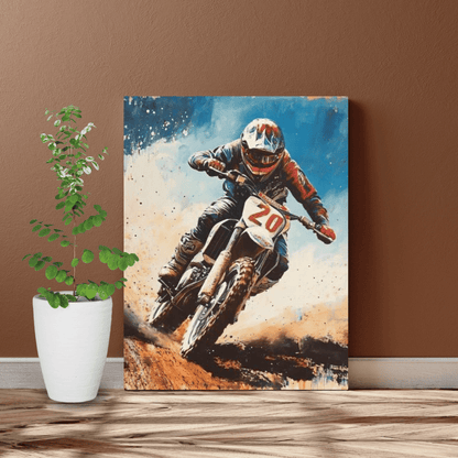 Off - Road Action Ride - Motorcycle Wall Art - Aestheticanvas