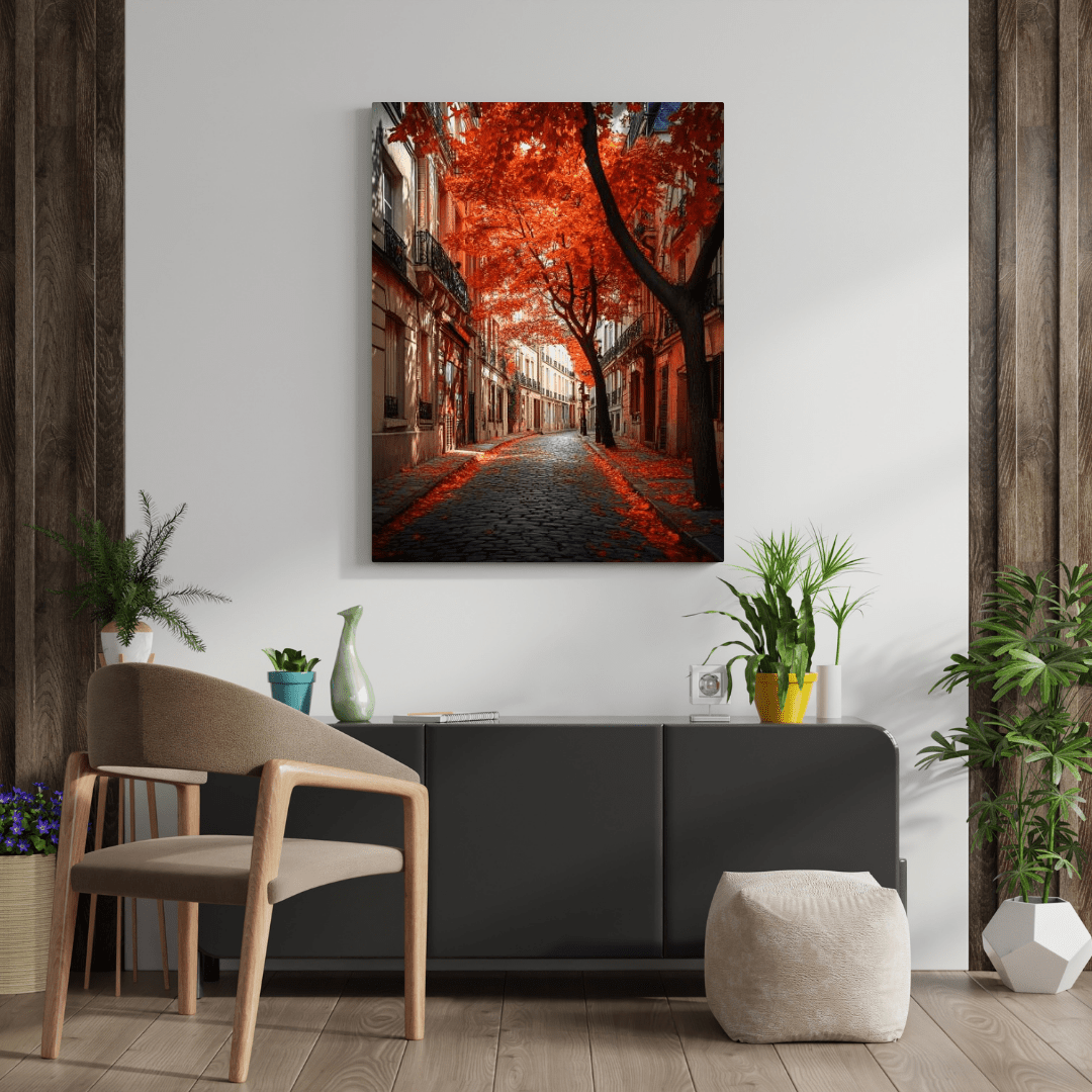 Parisian Crimson Fall - City Wall Art - Aestheticanvas