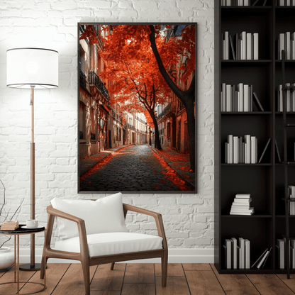 Parisian Crimson Fall - City Wall Art - Aestheticanvas