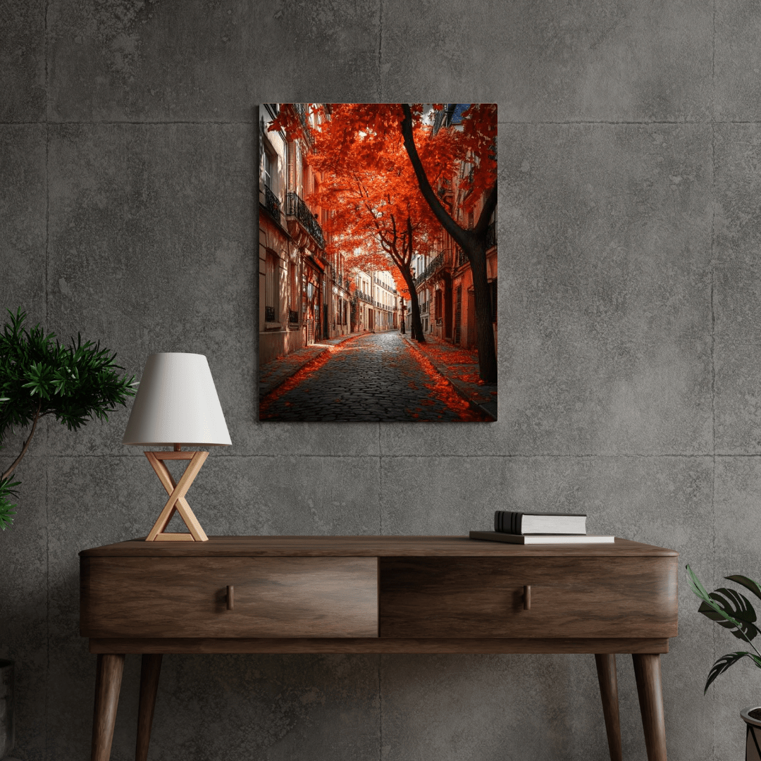 Parisian Crimson Fall - City Wall Art - Aestheticanvas