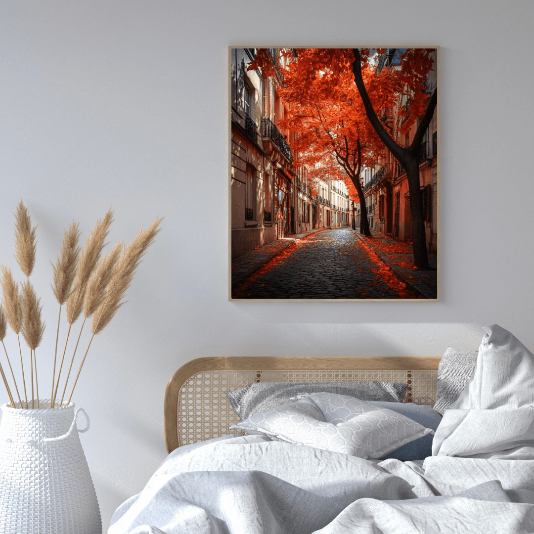 Parisian Crimson Fall - City Wall Art - Aestheticanvas