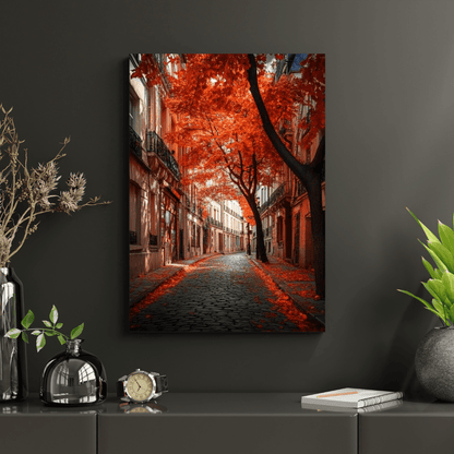 Parisian Crimson Fall - City Wall Art - Aestheticanvas