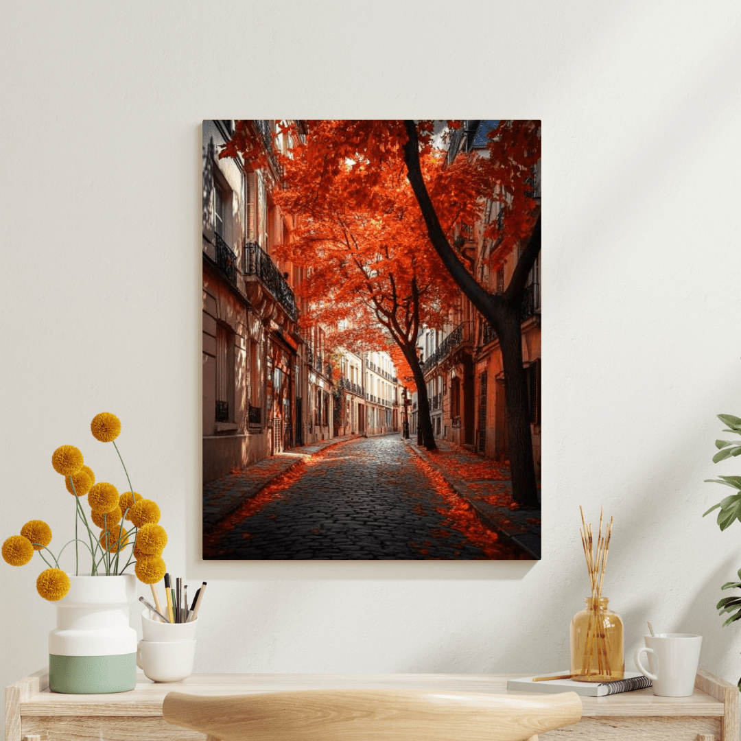 Parisian Crimson Fall - City Wall Art - Aestheticanvas