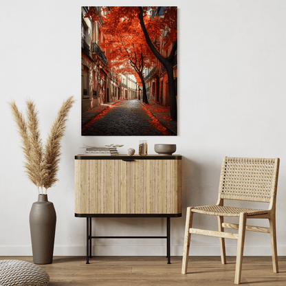 Parisian Crimson Fall - City Wall Art - Aestheticanvas