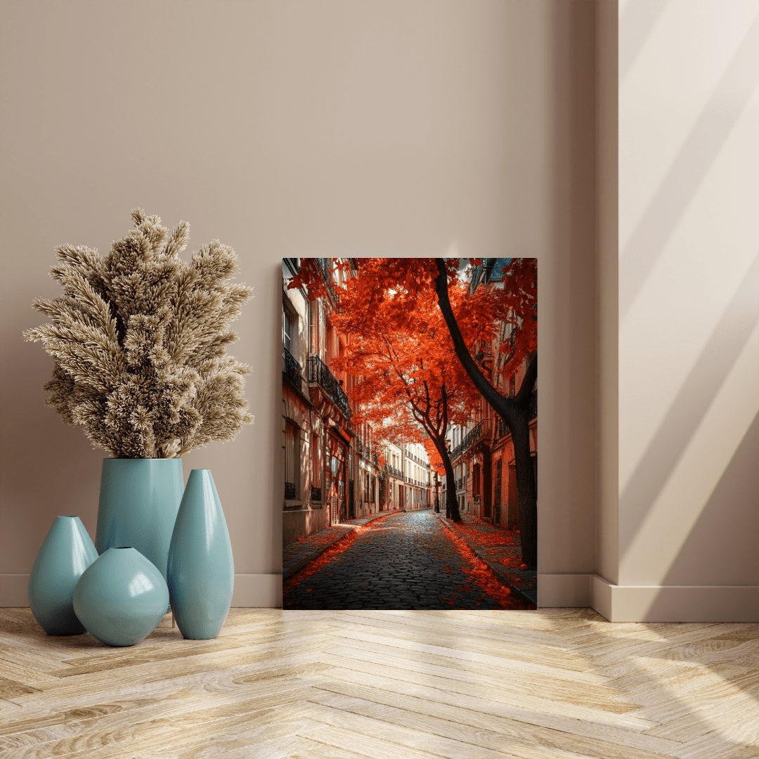 Parisian Crimson Fall - City Wall Art - Aestheticanvas