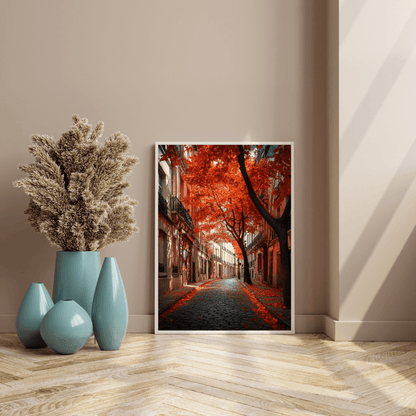 Parisian Crimson Fall - City Wall Art - Aestheticanvas