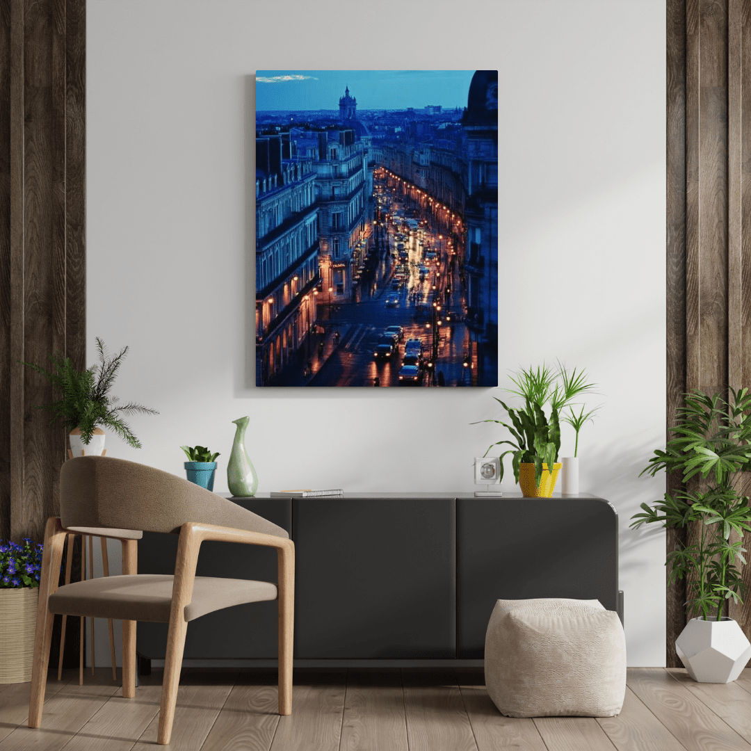 Parisian Evening Street Scene - Cityscape Wall Art - Aestheticanvas