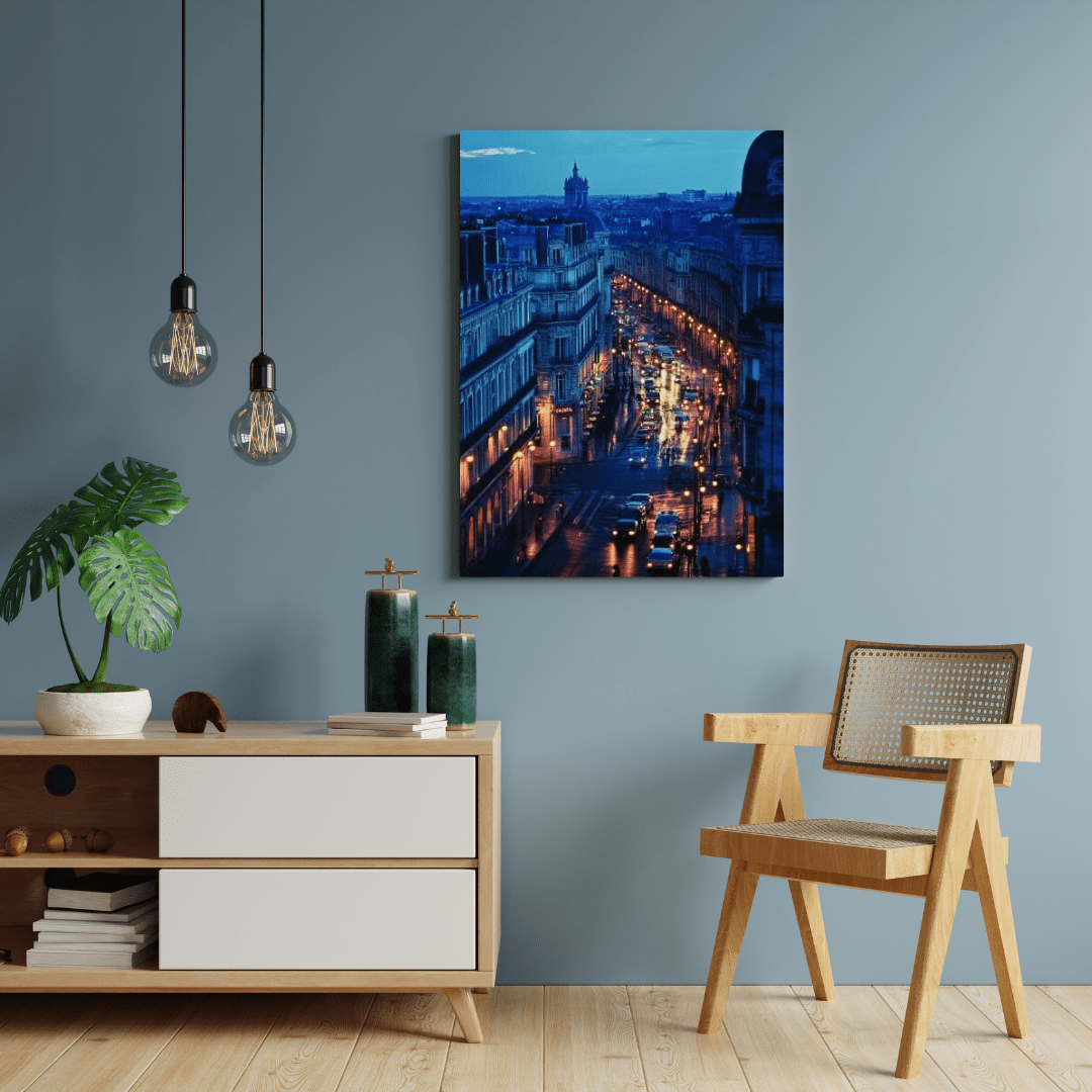 Parisian Evening Street Scene - Cityscape Wall Art - Aestheticanvas