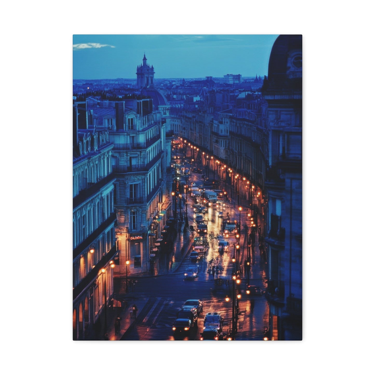 Parisian Evening Street Scene - Cityscape Wall Art - Aestheticanvas