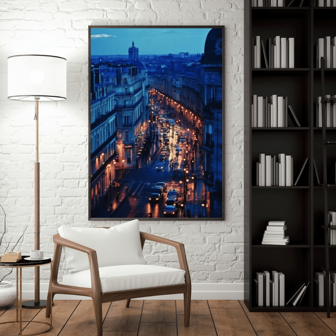 Parisian Evening Street Scene - Cityscape Wall Art - Aestheticanvas