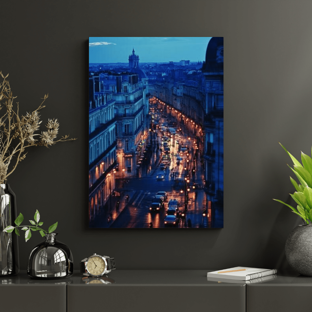 Parisian Evening Street Scene - Cityscape Wall Art - Aestheticanvas