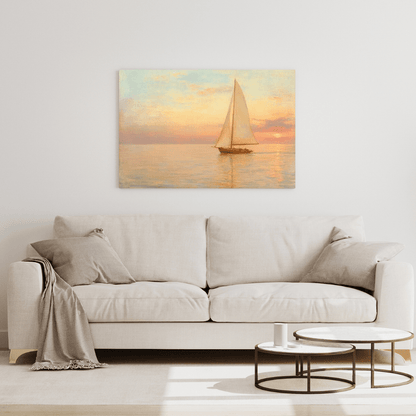 Peaceful Sail at Sunset - Nautical Wall Art - Aestheticanvas