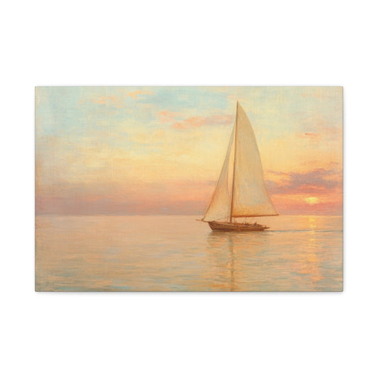 Peaceful Sail at Sunset - Nautical Wall Art - Aestheticanvas