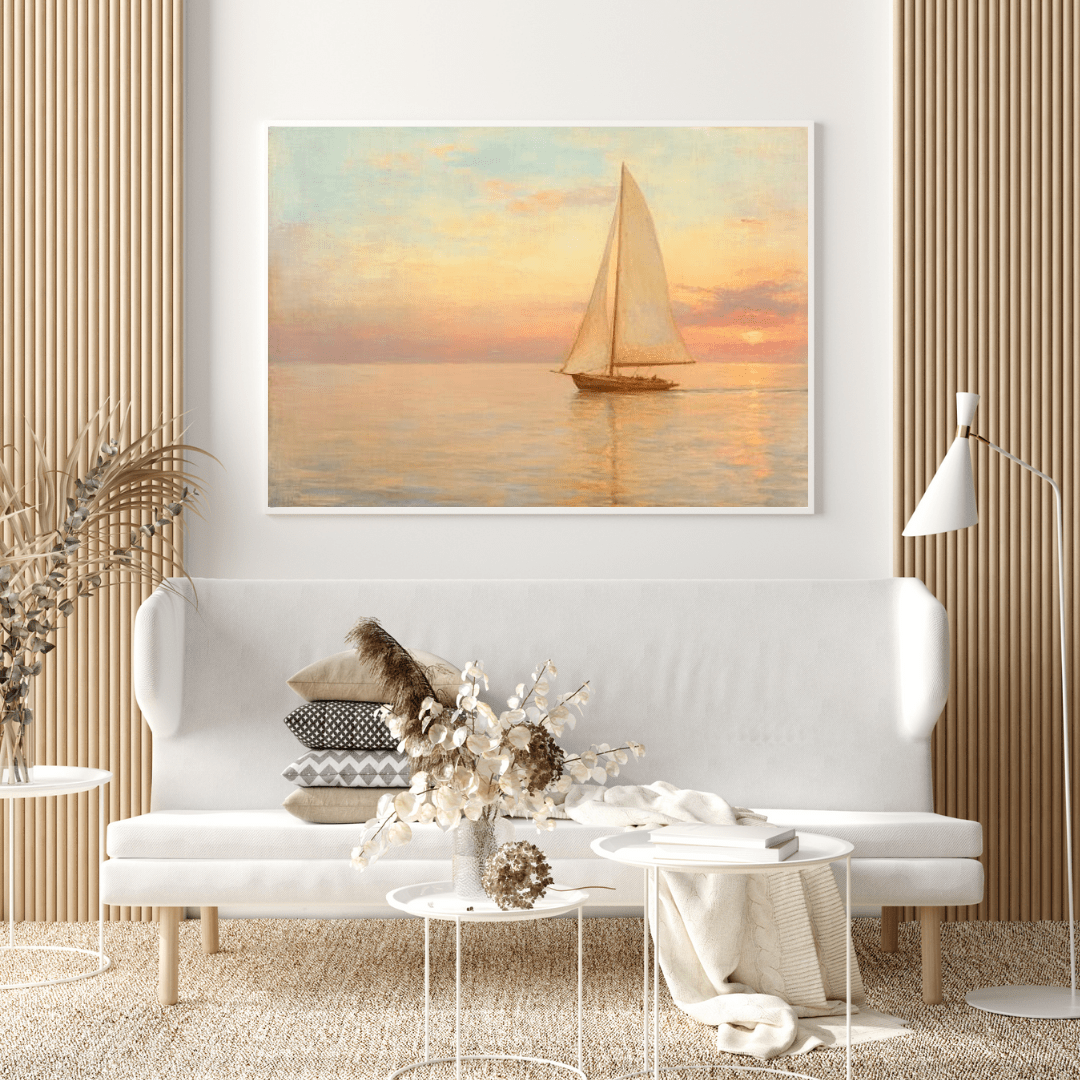 Peaceful Sail at Sunset - Nautical Wall Art - Aestheticanvas