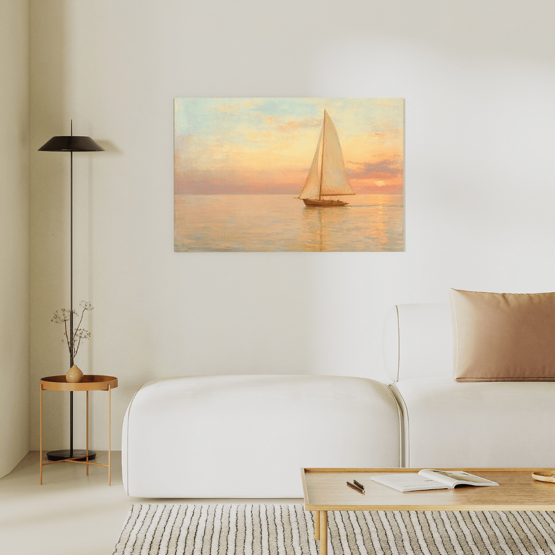 Peaceful Sail at Sunset - Nautical Wall Art - Aestheticanvas