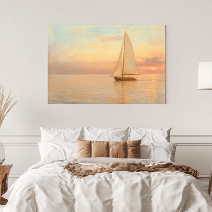 Peaceful Sail at Sunset - Nautical Wall Art - Aestheticanvas