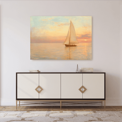 Peaceful Sail at Sunset - Nautical Wall Art - Aestheticanvas