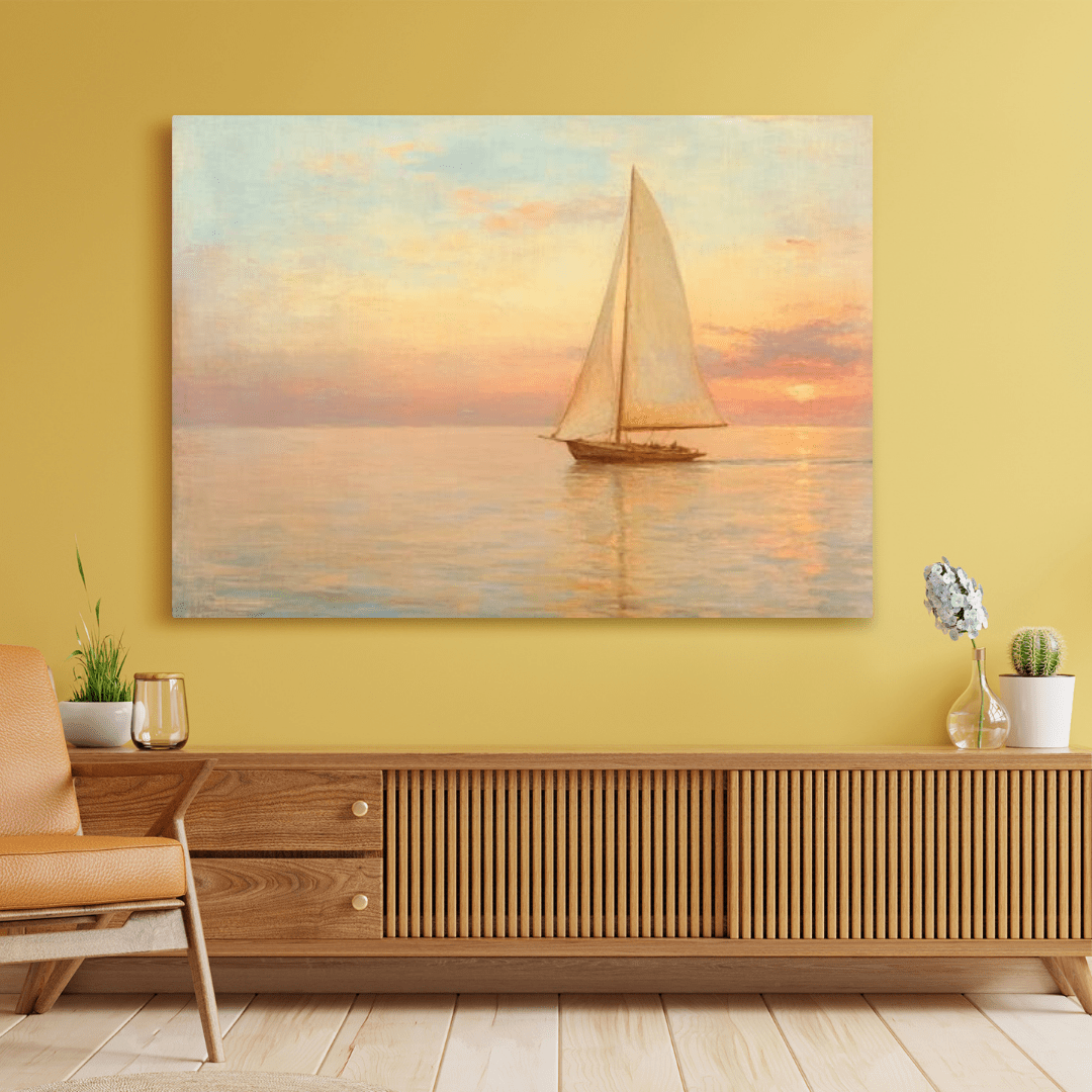 Peaceful Sail at Sunset - Nautical Wall Art - Aestheticanvas